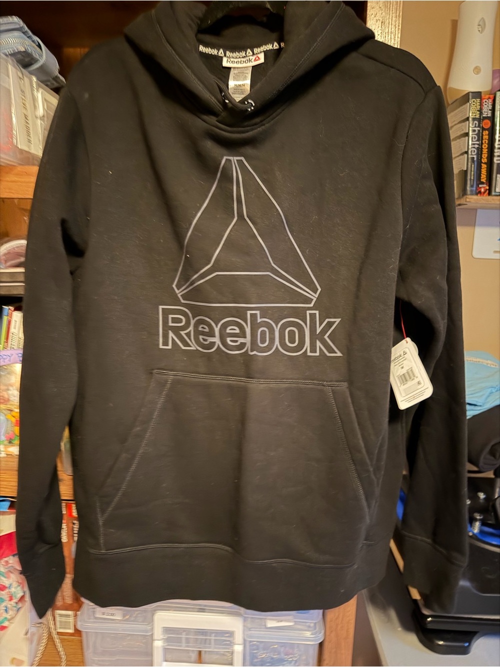 Reebok Black Pullover Hoodie with Outlined Logo